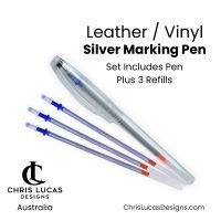 Silver Leather and Vinyl Marking Pen Set