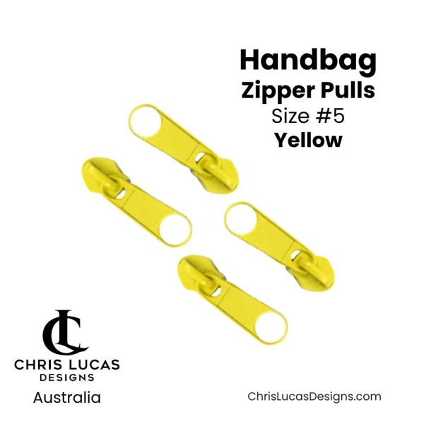 Yellow Handbag Zipper Pulls Size #5 Bag Making Supplies Australia Chris Lucas Designs