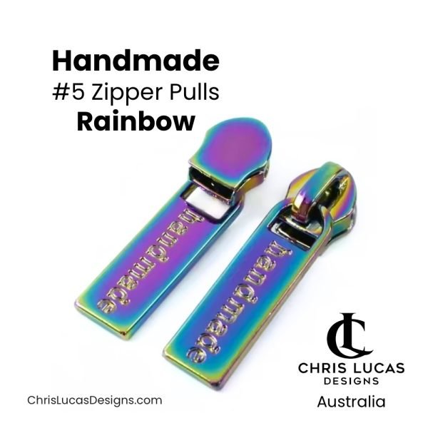 Handmade Zipper Pulls Rainbow Size #5 Chris Lucas Designs Bag Making Supplies Australia