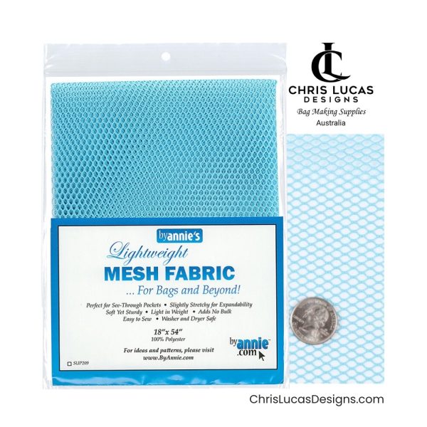 By Annie’s Mesh Fabric Parrot Blue Australian Bag Making Supplies Australia Chris Lucas Designs
