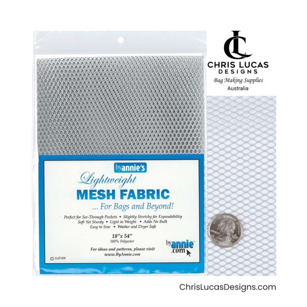 By Annie’s Mesh Fabric Pewter Australian Bag Making Supplies Australia Chris Lucas Designs