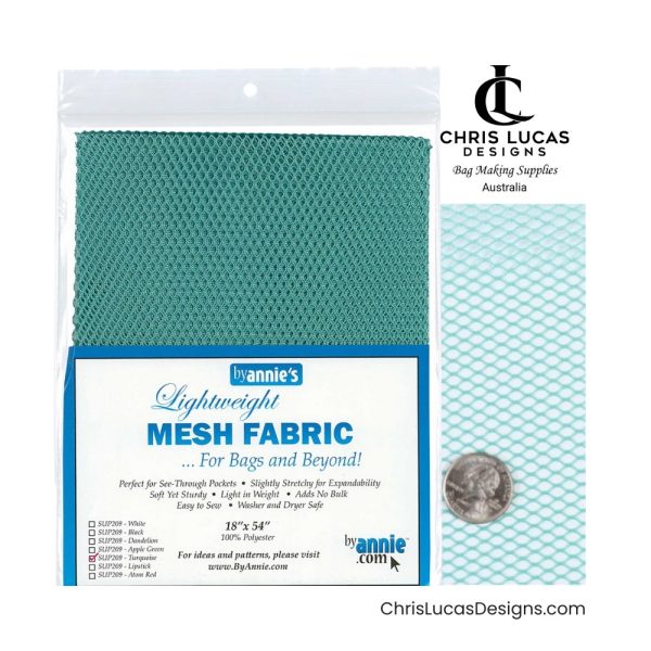By Annie’s Mesh Fabric Turquoise Australian Bag Making Supplies Australia Chris Lucas Designs