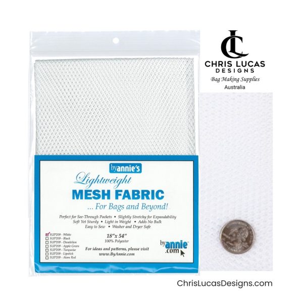 By Annie’s Mesh Fabric White Australian Bag Making Supplies Australia Chris Lucas Designs