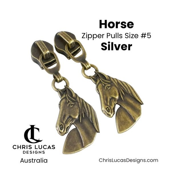 Horse Zipper Pulls Size #5 Brass Australian Bag Making Supplies Australia Chris Lucas Designs Handbag Hardware
