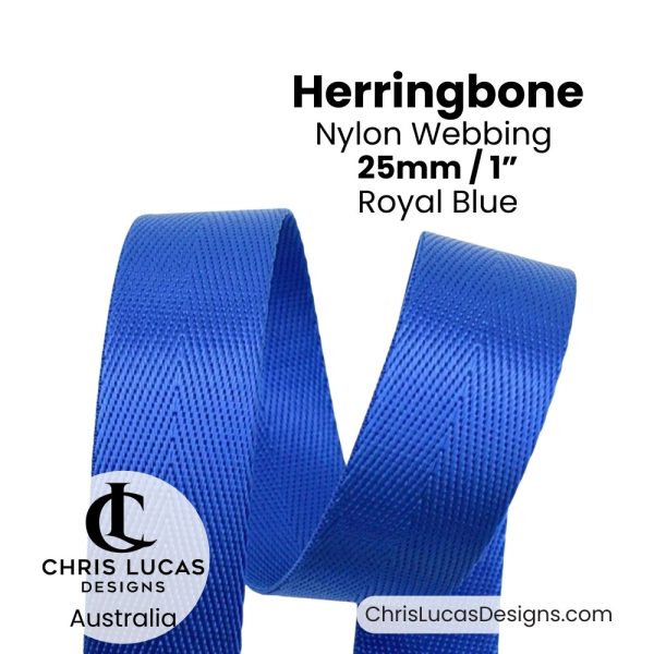 Royal Blue 25mm Herringbone Nylon Webbing for bag straps and handles from Chris Lucas Designs Australia