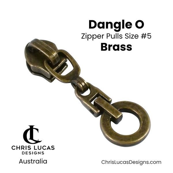 Dangle O Zipper Pulls Size #5 Brass Australian Bag Making Supplies Australia Chris Lucas Designs Handbag Hardware
