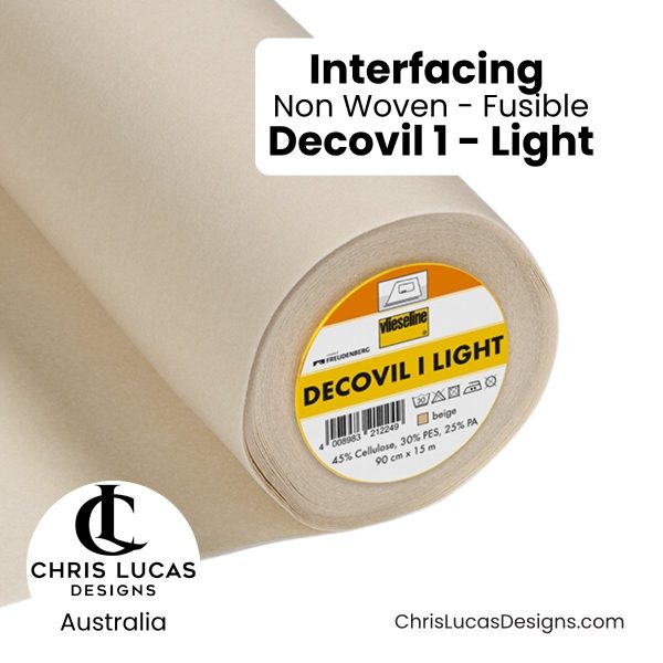 Decovil Light fusible interfacing for bag making 250gsm lightweight stabiliser Australia Chris Lucas Designs