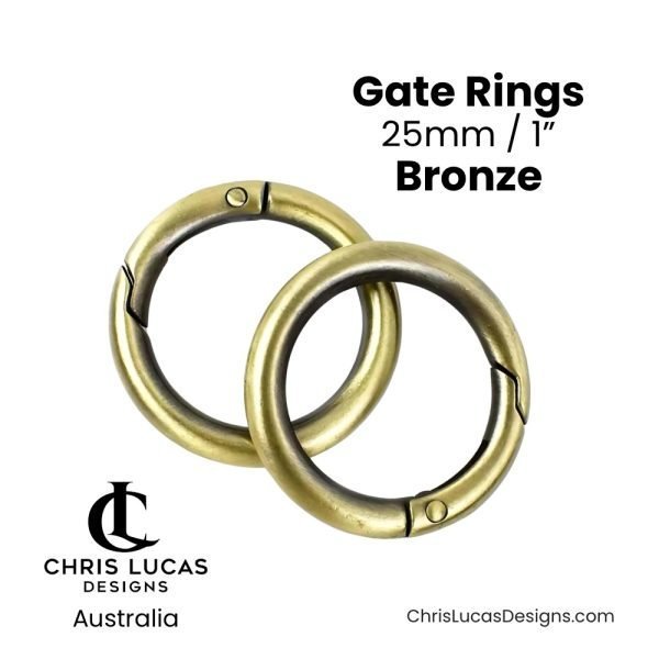 Gate Rings 25mm / 1” Bronze Australian Bag Making Supplies Australia Chris Lucas Designs Handbag Hardware and Sewing Supplies