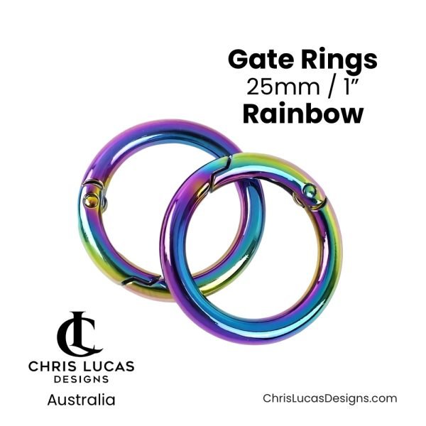 Gate Rings 25mm / 1” Rainbow Australian Bag Making Supplies Australia Chris Lucas Designs Handbag Hardware and Sewing Supplies