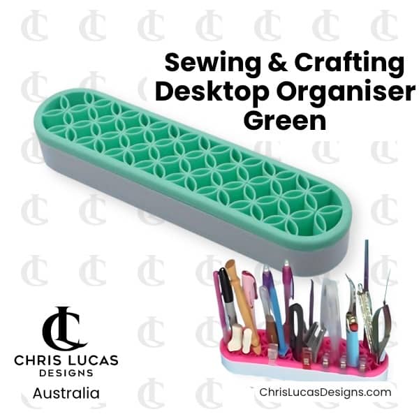 Desktop Sewing and Crafting Organiser - Green - Bag Making and Sewing Supplies Australia - Chris Lucas Designs