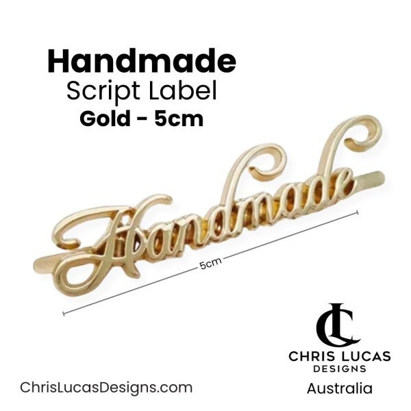Handmade Metal Script Labels Gold Australian Bag Making Supplies Australia Chris Lucas Designs Handbag Hardware