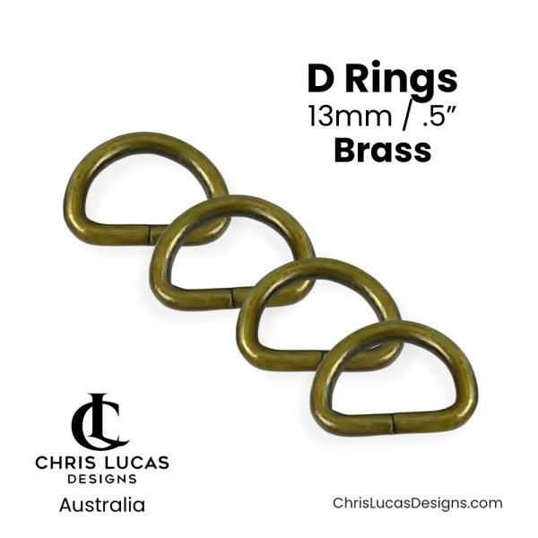 D Rings 13mm / .5” Brass Handbag Hardware Australian Bag Making Supplies Australia Chris Lucas Designs