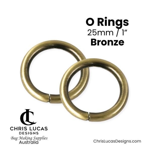 O Ring Strap Connectors 25mm Bronze - Australian Bag Making Supplies - Chris Lucas Designs Australia