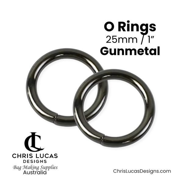 O Ring Strap Connectors 25mm Gunmetal Australian Bag Making Supplies Chris Lucas Designs Australia