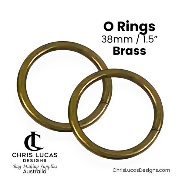 O Ring Strap Connectors 38mm / 1.5” Brass Chris Lucas Designs Bag Making Supplies Australia
