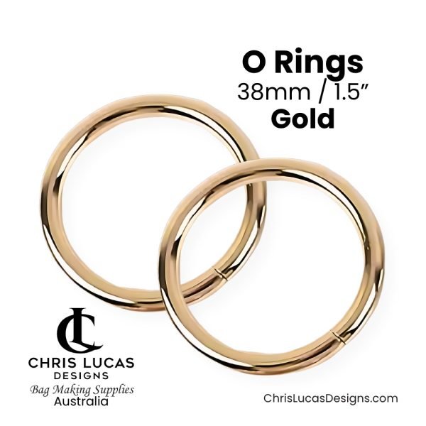 O Ring Strap Connectors 38mm / 1.5” Gold Chris Lucas Designs Bag Making Supplies Australia