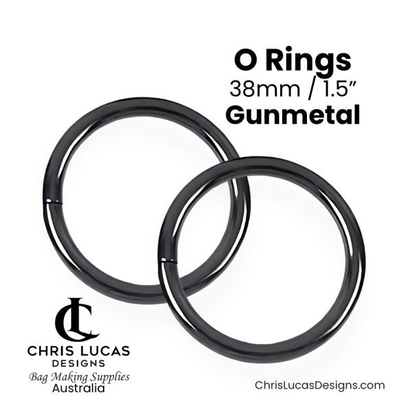 O Ring Strap Connectors 38mm / 1.5” Gunmetal Chris Lucas Designs Bag Making Supplies Australia