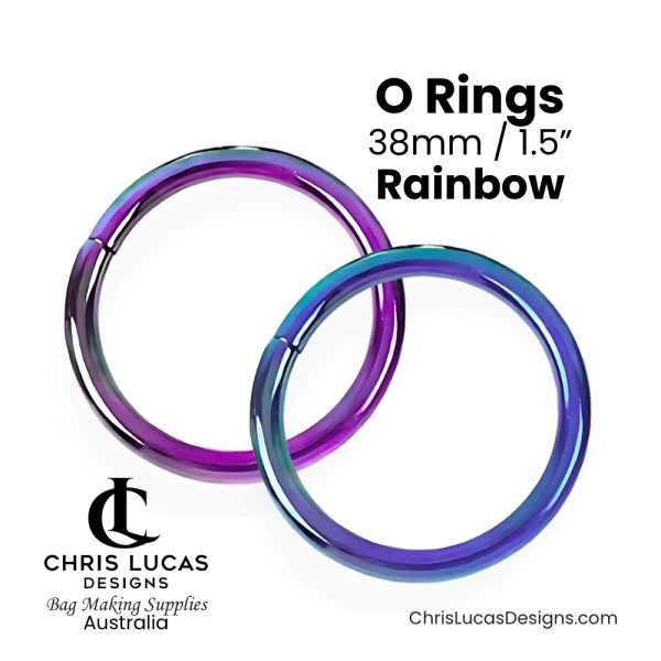 O Ring Strap Connectors 38mm / 1.5” Rainbow Chris Lucas Designs Bag Making Supplies Australia