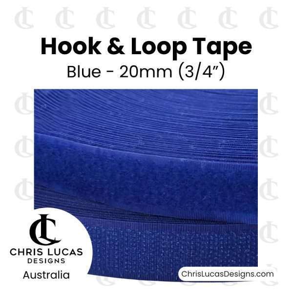 Blue Sew On Hook and Loop Tape 20mm - Australian Bag Making and Sewing Supplies - Chris Lucas Designs Australia