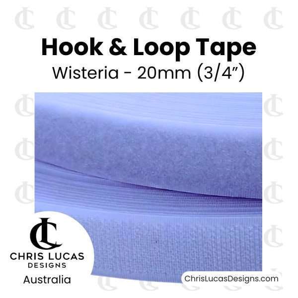 Wisteria Sew On Hook and Loop Tape 20mm - Australian Bag Making and Sewing Supplies - Chris Lucas Designs Australia