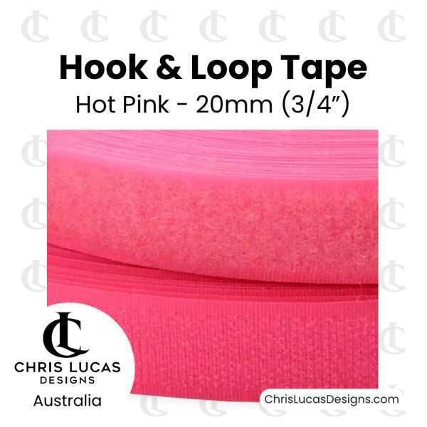 Hot Pink Sew On Hook and Loop Tape 20mm - Australian Bag Making and Sewing Supplies - Chris Lucas Designs Australia