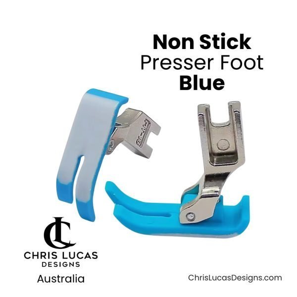 Non Stick Presser Foot Blue for Industrial and Semi Industrial Sewing Machines including Brother and Jukie Sewing and Bag Making Supplies Australia Chris Lucas Designs