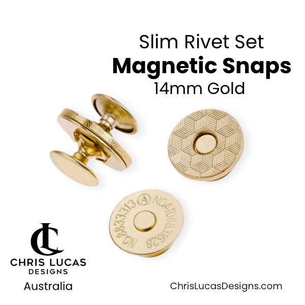 14mm Rivet Set Magnetic Snaps Gold Australian Bag Making Supplies Australia Chris Lucas Designs