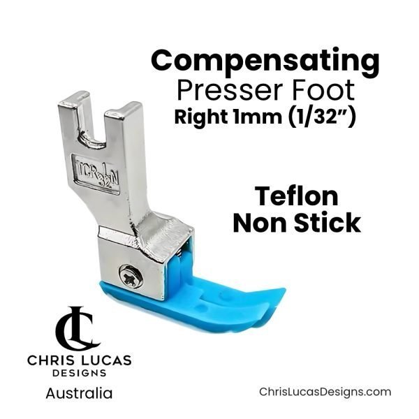 Teflon Compensating Presser Foot Right Toe 1mm Australian Sewing and Bag Making Supplies Australia Chris Lucas Designs
