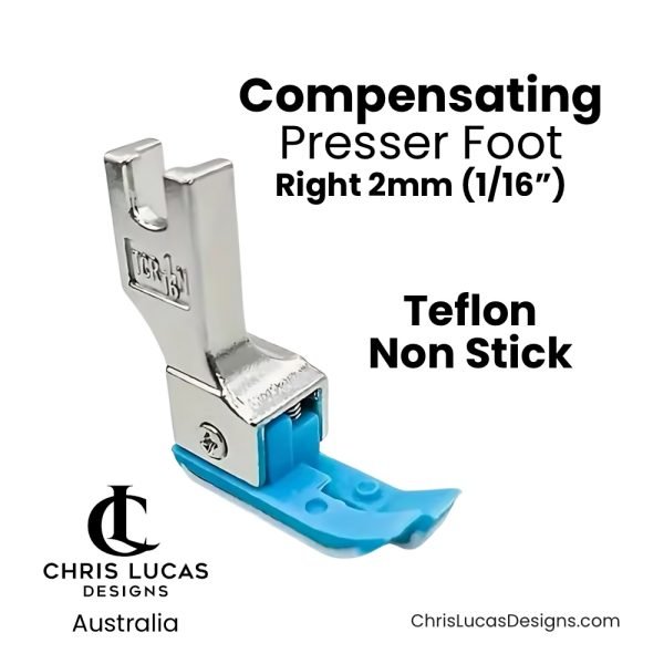 Teflon Compensating Presser Foot Right Toe 2mm Australian Sewing and Bag Making Supplies Australia Chris Lucas Designs