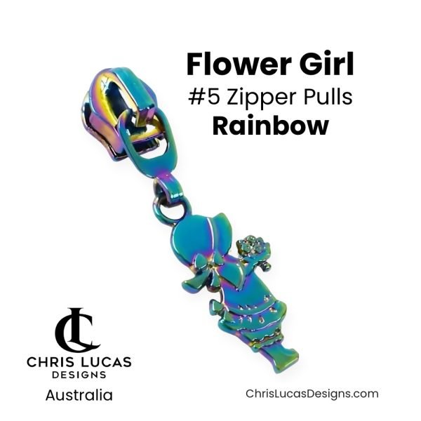 Flower Girl Zipper Pulls Size #5 Rainbow Australian Bag Making Supplies Australia Chris Lucas Designs