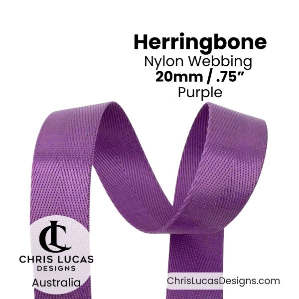 Purple 20mm Herringbone Nylon Webbing for bag straps and handles from Chris Lucas Designs Australia