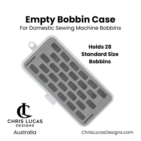 Empty Bobbin Case Holds 28 Bobbins Australian Sewing and Bag Making Supplies Australia Chris Lucas Designs