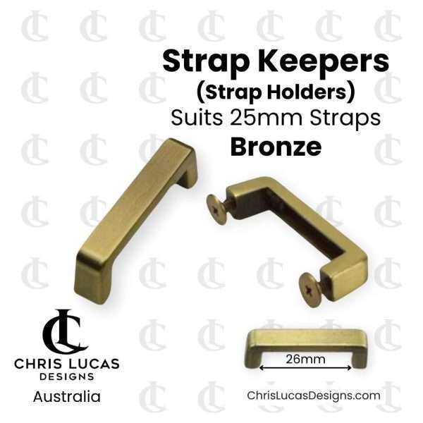 Strap Keepers Strap Holders 25mm Bronze Australian Bag Making Supplies Chris Lucas Designs Australia