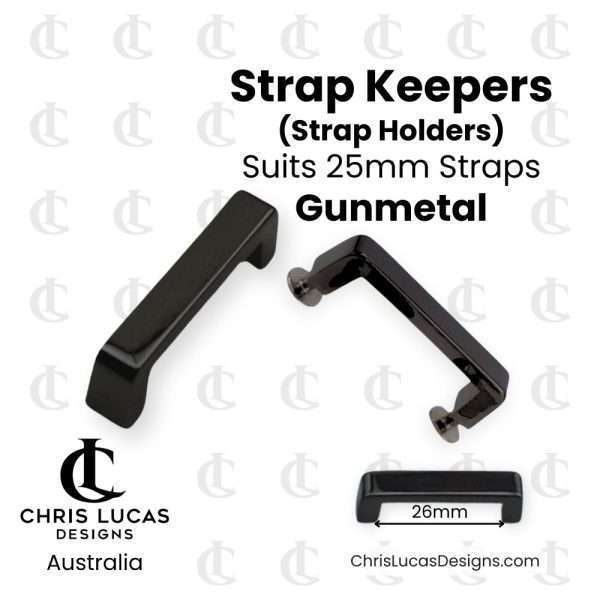 Strap Keepers Strap Holders 25mm Gunmetal Australian Bag Making Supplies Chris Lucas Designs Australia
