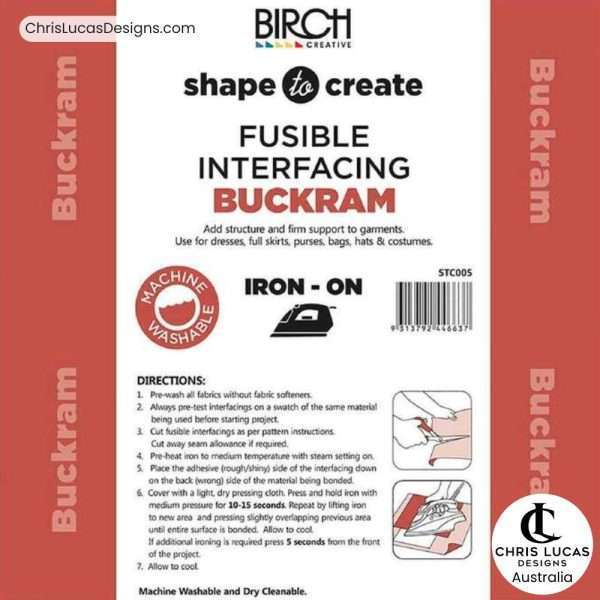 Birch Shape To Create Fusible Buckram iron on stabiliser for structured bag making hats and sewing projects. Available at Chris Lucas Designs Australia