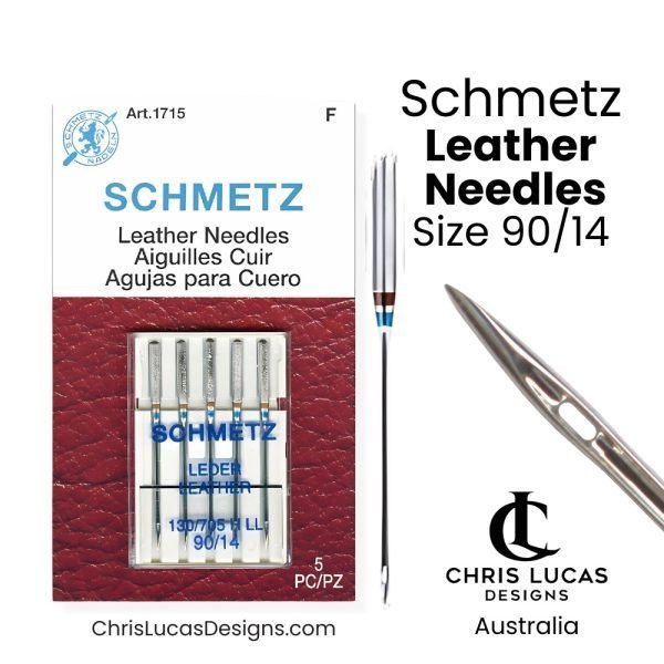 Schmetz Leather Sewing Machine Needles Size 90 / 14 Bag Making and Sewing Supplies Australia Chris Lucas Designs