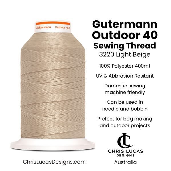 Gutermann Outdoor 40 Sewing Thread 3220 Light Beige Bag Making and Sewing Supplies Australia Chris Lucas Designs