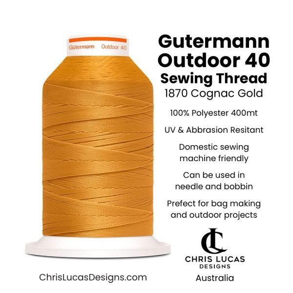 Gutermann Outdoor 40 Sewing Thread 1870 Cognac Gold Bag Making and Sewing Supplies Australia Chris Lucas Designs