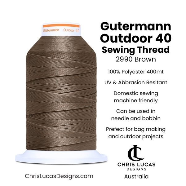 Gutermann Outdoor 40 Sewing Thread 2990 Brown Bag Making and Sewing Supplies Australia Chris Lucas Designs