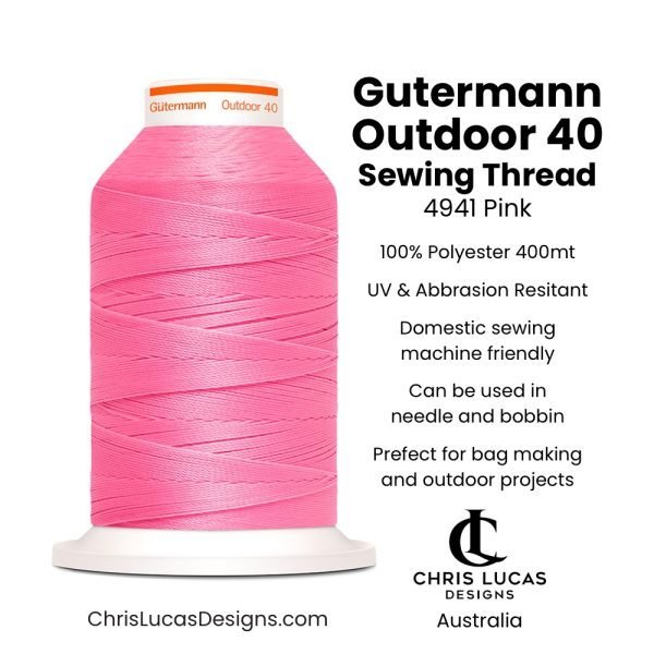 Gutermann Outdoor 40 Sewing Thread 4941 Pink Bag Making and Sewing Supplies Australia Chris Lucas Designs