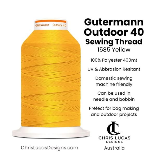 Gutermann Outdoor 40 Sewing Thread 1585 Yellow Bag Making and Sewing Supplies Australia Chris Lucas Designs