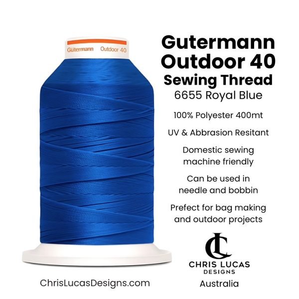 Gutermann Outdoor 40 Sewing Thread 6655 Royal Blue Bag Making and Sewing Supplies Australia Chris Lucas Designs