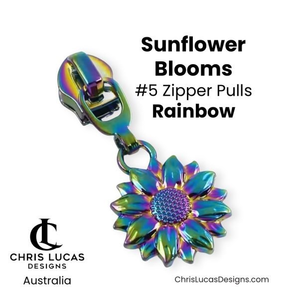 Sunflower Blooms Zipper Pulls Size #5 Rainbow Australian Bag Making and Sewing Supplies Australia Chris Lucas Designs