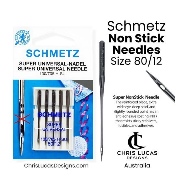 Schmetz Super Universal Non Stick Sewing Machine Needles Size 80 / 12 Chris Lucas Designs Bag Making and Sewing Supplies Australia