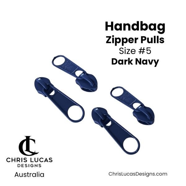 Dark Navy Blue Handbag Zipper Pulls Size #5 Australian Bag Making Supplies Australia Chris Lucas Designs