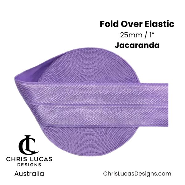 Jacaranda Fold Over Elastic 25mm / 1” Australian Bag Making Supplies Australia Chris Lucas Designs