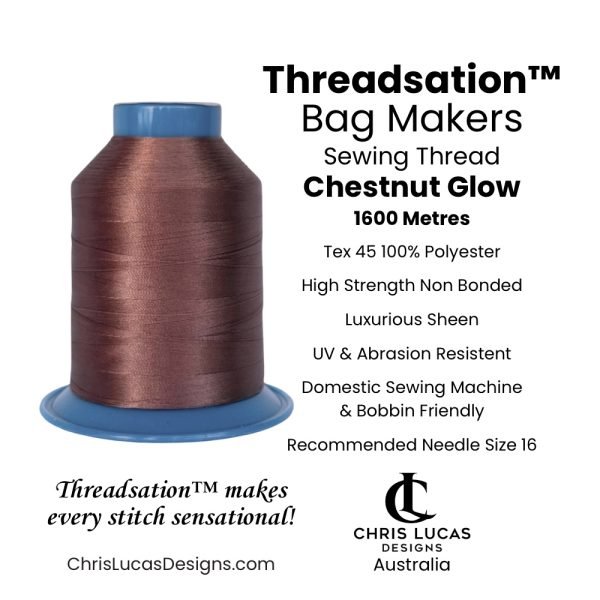 Threadsation Tex 45 polyester bag-making thread in Chestnut Glow — satin finish