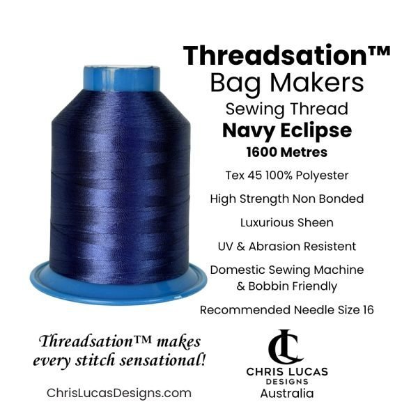 Threadsation Tex 45 polyester bag-making thread in Navy Eclipse — satin finish