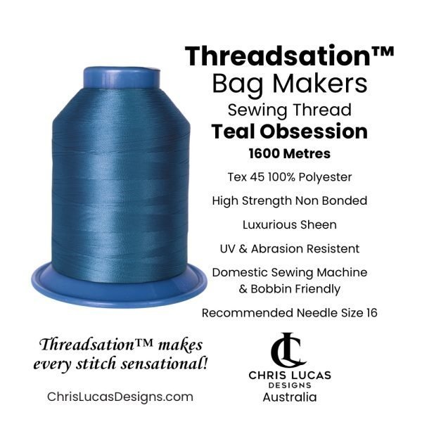 Threadsation Tex 45 polyester bag-making thread in Teal Obsession — satin finish