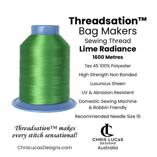 Threadsation Tex 45 sewing thread in Lime Radiance — vibrant citrus-green satin finish